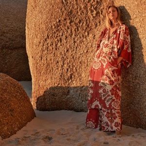 LINEN BLEND PRINTED TUNIC DRESS